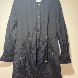 Cole Haan Black Trench Coat with Gold Accents